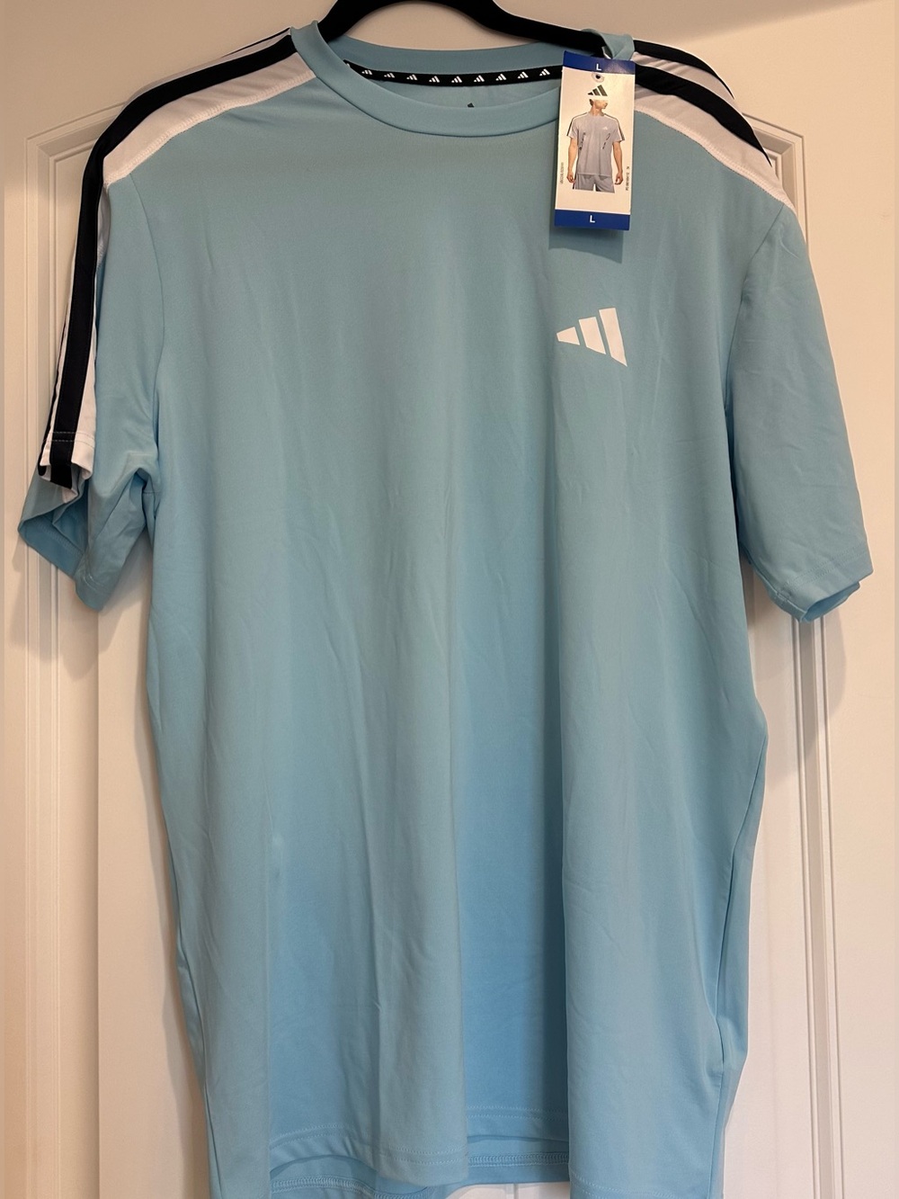 adidas Men’s Active 3S Tee Icy Blue Size Large NWT, Lightweight, Casual